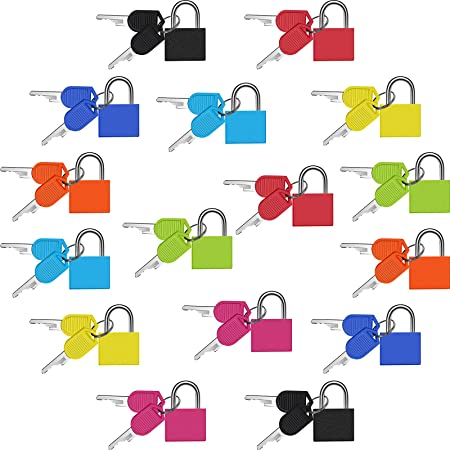 16 Pieces Suitcase Locks with Keys Metal Padlocks Luggage Padlocks Multicolor Small Mini Padlock Keyed Padlock for School Gym, 8 Colors
