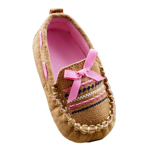 Toddler Girl's Cotton Slip On Brown Cute Loafer Baby Shoe