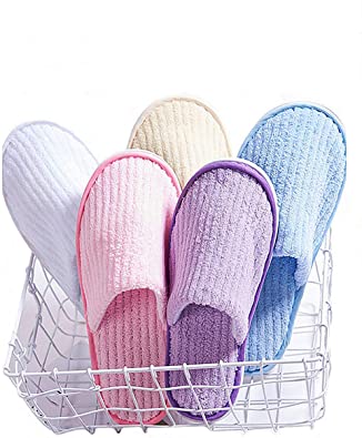 5 Pairs men or women Closed toe Slippers Washable Portable Disposable Reusable for Home Bathroom SPA Family Guests Travel Hotel Hospital Real Estate Assorted Color Comfortable Breathable Material