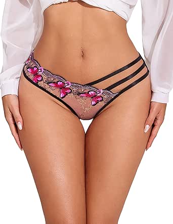 Avidlove Sexy Panties for Women Butterfly Embroidered Underwear Mesh Panties Pack