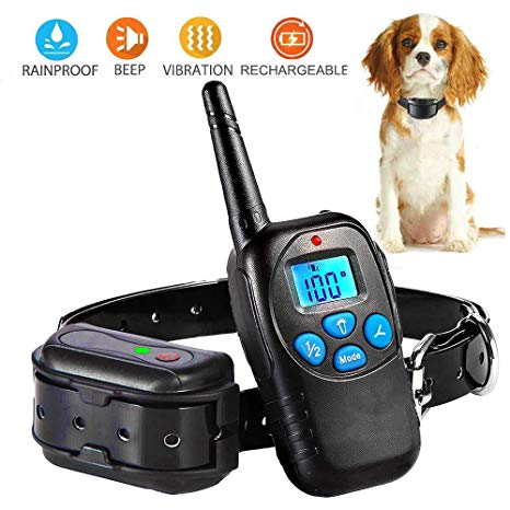 PetAZ Electric Black Dog Shock Collar Trainion Newest Design Rechargeable Backlight LCD Screen Remote 3 Mode Shock/Beep/Vibration Training Collars for Dog