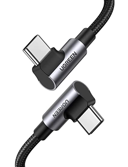 UGREEN Ladekabel USB C auf USB C 100W Winkelstecker USB C auf USB C Kabel 90 Grad Power Delivery 5A/20V kompatibel mit MacBook Pro M1 MacBook Air 2020 Surface Pro 7 XPS 15 iPad Pro 2021 usw. (0.5m)