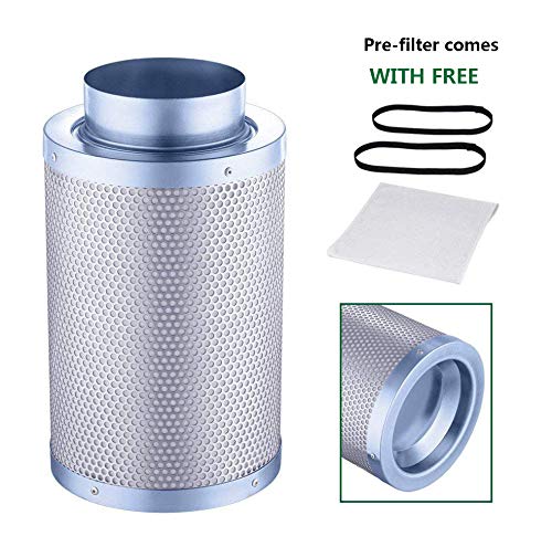 MELONFARM 4 Inch Inline Air Carbon Filter Carbon Filter Odor Control Scrubber with Australia Virgin Charcoal for Inline Fan, Pre-Filter Included for Indoor Gardens, Grow Tent, Hydroponics