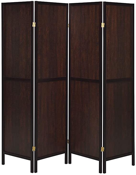 Coaster Home Furnishings 4-Panel Folding Screen Rustic Tobacco and Cappuccino Rectangular/Brown/Traditional