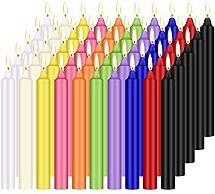 YIIA 100 pcs Unscented Assorted Colors Mini Taper Candle | 4" Tall x 1/2" Diameter | Great for Casting Chimes, Rituals, Spells, Wax Play & More