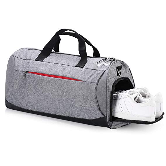 Eocean Sports Gym Bag with Shoes Compartment Travel Duffel Bag for Men and Women (Gray)