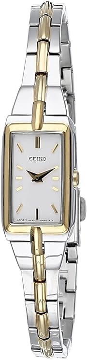 SEIKO SWR044 Watch for Women - Essentials Collection - Jewelry Inspired Two-Tone Stainless Steel Case and Bracelet, White Dial with Gold Accents, and 30M Water Resistant