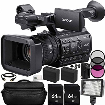 Sony PXW-Z150 4K XDCAM Camcorder 64GB Bundle 14PC Accessory Kit. Includes 2 64GB SD Memory Cards   2 Replacement F970 Batteries   AC/DC Rapid Home & Travel Charger   MORE