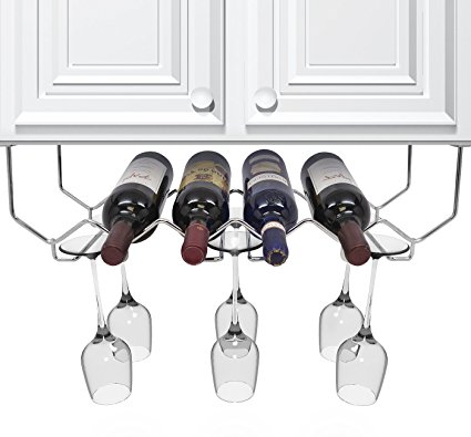 Sorbus® Wine Rack and Glassware Under Cabinet Holder – Holds 6 Bottles of Wine and 6 Wine Glasses-Cyber Monday deal-christmas gift