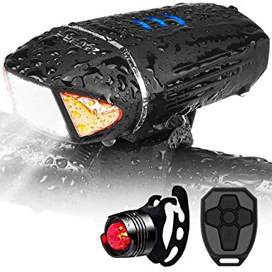 Bike Lights, ZENBRE VT5 USB Rechargeable Bike Light Set,IPX6 Waterproof LED Flashlight,Remote Control, 600lm Bicycle Front and Rear Lights,1800mAh Battery,Turn Signals,Anti-Glare LED Bicycle Light