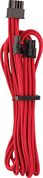 CORSAIR Premium Individually Sleeved PCIe (Single Connector) Cables – Red, 2 Yr Warranty, for Corsair PSUs