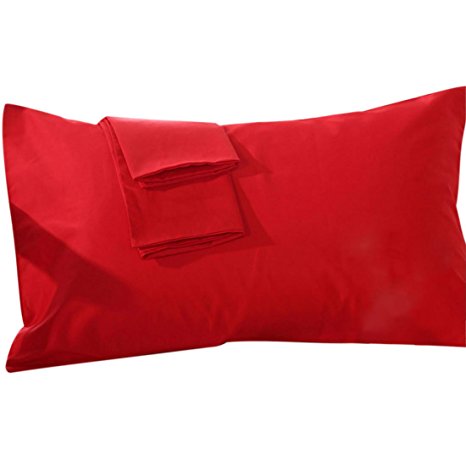 uxcell Pillow Cases Covers Pillowcases Protectors King Size Housewife Egyptian Cotton 250 Thread Count Set of 2, Red