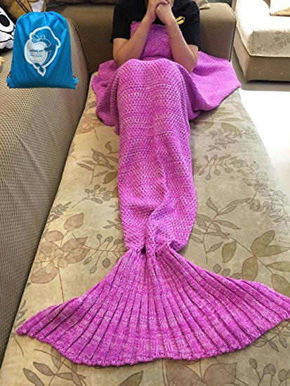 LAGHCAT Mermaid Tail Blanket and Mermaid Blanket for Adult, All Seasons Sleeping Blankets (35.5"x71", Pink)