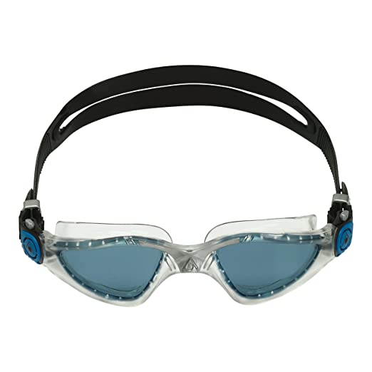 Aqua Sphere Kayenne Adult Swim Goggles - 180-Degree Distortion Free Vision, Ideal for Active Pool or Open Water Swimmers Unisex Adult, Smoke Lens, Transparent/Silver/Petrol Frame,One Size,EP2960098LD