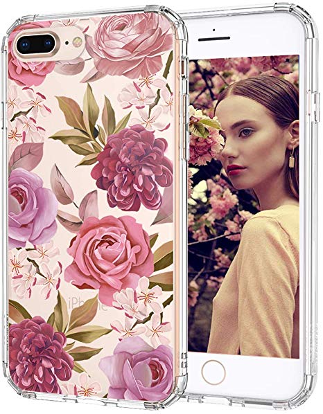 MOSNOVO iPhone 8 Plus Clear Case, iPhone 7 Plus Case, Blossom Flower Floral Clear Design Transparent Printed Plastic Back Case with TPU Bumper Case Cover for iPhone 7 Plus/iPhone 8 Plus