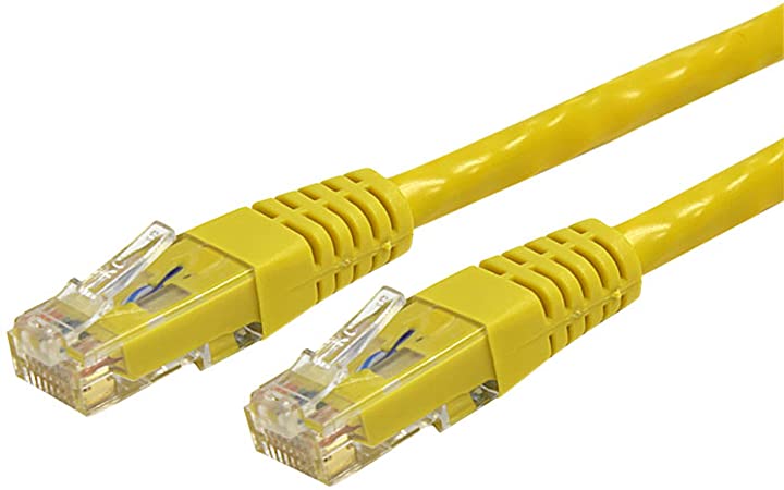 StarTech.com 25ft CAT6 Ethernet Cable - Yellow CAT 6 Gigabit Ethernet Wire -650MHz 100W PoE   RJ45 UTP Molded Category 6 Network/Patch Cord w/Strain Relief/Fluke Tested UL/TIA Certified (C6PATCH25YL)