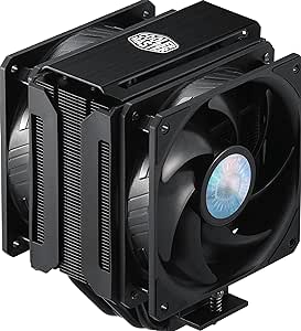 Cooler Master MasterAir MA612 Stealth Dissipatore CPU- Ventole Push-Pull SickleFlow 120 V2, Matrice 6 Tubi di Calore, Spazio RAM Illimitato, Finitura Nera Opaca - Presa Socket Compatibilità Universale