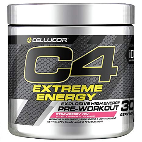 Cellucor C4 Extreme Energy Pre Workout Powder, Explosive High Energy Drink, Strawberry Kiwi, 30 Servings