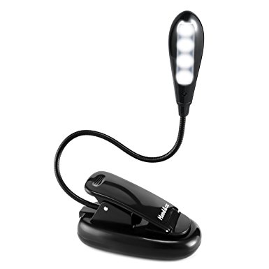 HandAcc Clip Desk Lamp Dimmable LED USB Reading Light with Certified AC Charger for Desk, Bed Headboard and Computers(Black)