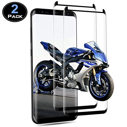 Galaxy S8 Screen Protector, ONSON 2-Pack Tempered Glass 3D Screen Protector for Samsung Galaxy S8, 9H Hardness, Bubble Free, Anti-Fingerprint HD Screen Protector Film