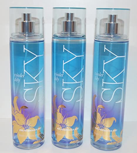 Lot of 3 Bath and Body Works Sky Violet Lily Fine Fragrance Mist 8 Ounces each