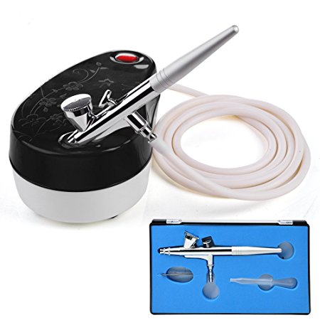 AW Black Single Action Airbrush Makeup Air Compressor Kit Gravity Feed Nail Salon Beauty Cosmetic