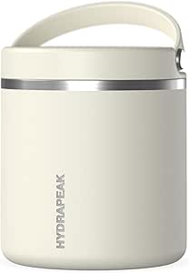 Hydrapeak 25oz Stainless Steel Vacuum Insulated Thermos Food Jar | Thermos for Hot Food and Cold Food, Wide Mouth Leak-Proof Soup Thermos for Adults, 10 Hours Hot and 16 Hours Cold (Ivory)