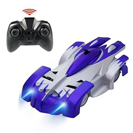 Tuptoel Wall Climbing Car RC Remote Control Car Toys Rechargeable Sport Racing Vehicle for Kids Boys Gift with Mini Zero Gravity 360° Stunt Car - Blue