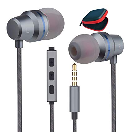 Earbuds Ear Buds Wired in Ear Earphones Stereo Headphones with Microphone Mic and Volume Control Noise Isolating Earbuds Compatible iPhone Samsung Android Smartphones Tablet Laptop 3.5mm Audio