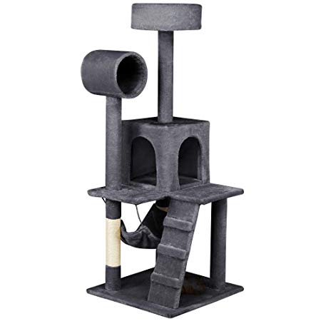 Yaheetech Cat Tree Tower Kitten Condo Scratcher Post Pet Kitty House Furniture with Hammock, 52 in. High