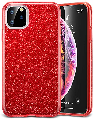 ESR Glitter Case Compatible for iPhone 11 Pro Case, Glitter Sparkle Bling Case [Three Layer] for Women [Supports Wireless Charging] for iPhone 11 Pro 5.8" (2019), Red