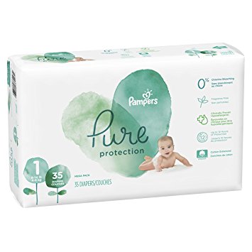 Pampers Pure Protection Newborn Disposable Baby Diapers, Size 1 (8-14 lb), 35 Count