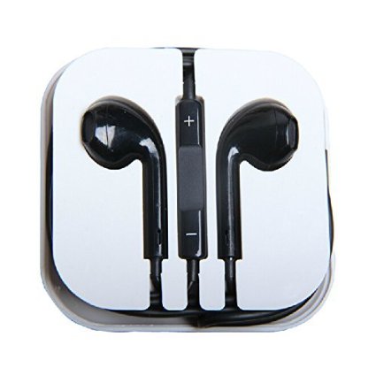 Phinetech New Design High Quality Earphones Earpods Earbuds with Remote Control and Microphone Compatible with all Apple Devices Black C04