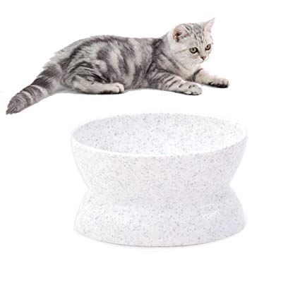 Lovinouse Upgraded Raised Cat Food Bowl, Stress Free Cats Water Bowl, Backflow Prevention, Easy to Clean, Slanted Double Sided Pet Feeder, for Small Dogs and Cats