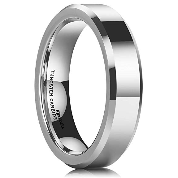 King Will Basic Men's 4mm/5mm/6mm/7mm/8mm Tungsten Carbide Ring Polished Plain Comfort Fit Wedding Engagement Band