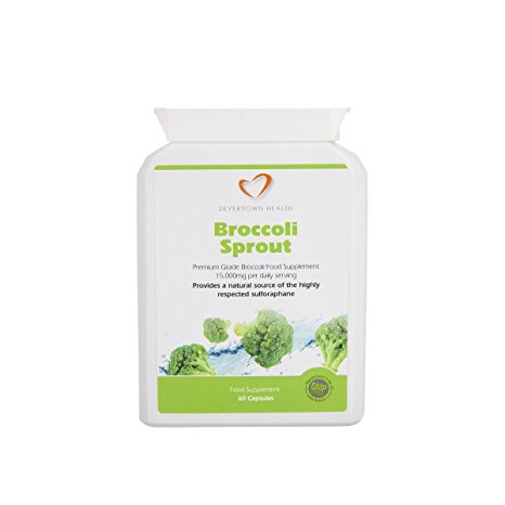 Silvertown Health Pure Broccoli Sprout - 60 Capsules * Supplies per daily serving - Broccoli Extract Equivalent to 15,000mg Of Broccoli & Sulforaphane 5mg. No fillers