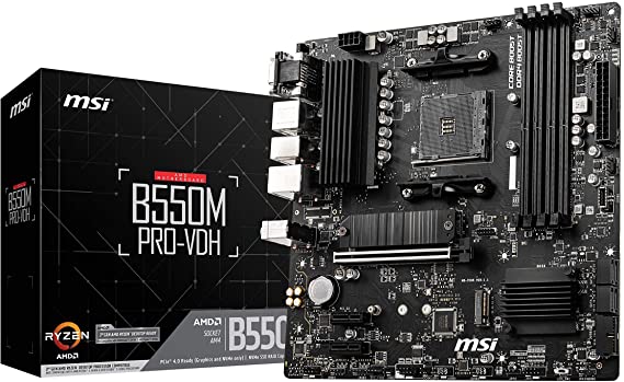 MSI B550M PRO-VDH Motherboard 'mATX, AM4, DDR4, M.2, LAN, USB 3.2 Gen1, Front Type-C, HDMI, DisplayPort, AMD RYZEN 3000 3rd Gen