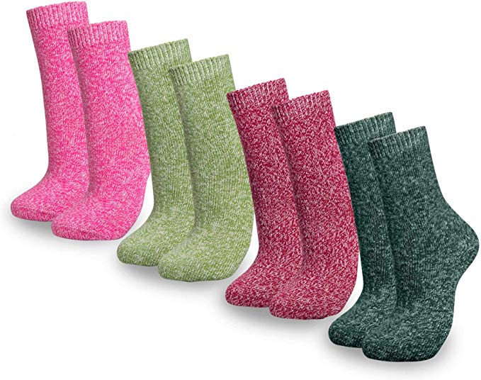 Mio Marino Women's Warm Wool Socks - Soft Cozy Thick Knitted Socks - 4 Pack - Gift Box