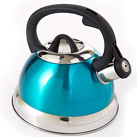 Whistling Tea Kettle in Shiny Metallic Teal- 2.5qt.