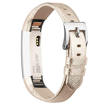 iGK Leather Replacemnt Bands Compatible for Fitbit Alta and Fitbit Alta HR, Genuine Leather Wristbands with Stainless Steel Buckle