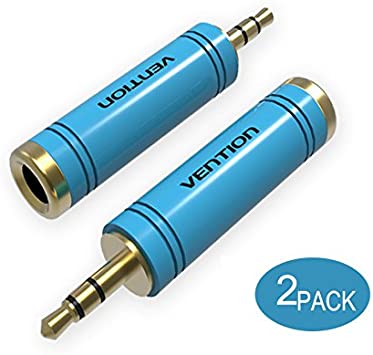 VENTION 3.5mm 1/8 inch TRS Plug to 6.35mm 1/4 inch TRS Male to Female Stereo Convertor Adapter for Microphone Mixer Electric Guitar(2 Pack)