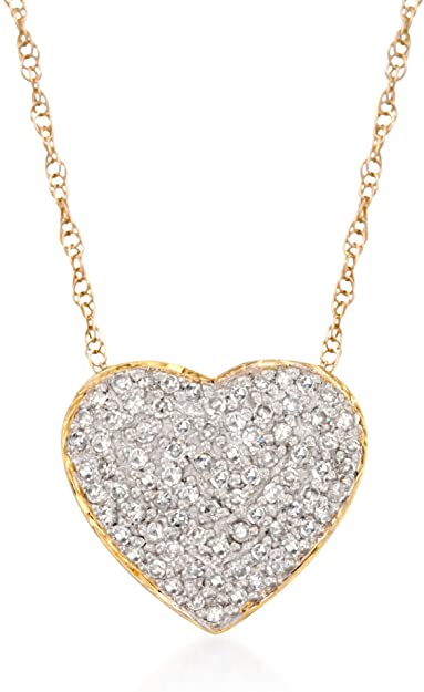 Ross-Simons 0.25 ct. t.w. Diamond Heart Pendant Necklace in 14kt Yellow Gold