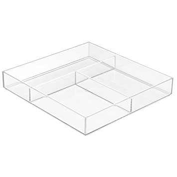 InterDesign Clarity Cosmetic Drawer Organizer for Vanity Cabinet to Hold Makeup, Beauty Products - 12" x 12" x 2"