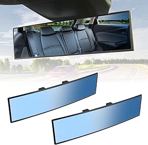 JOYTUTUS Rear View Mirror, Universal 11.81 Inch 2 Pack Panoramic Convex Rearview Mirror, Interior Clip-on Wide Angle Rear View Mirror to Reduce Blind Spot Effectively for Car SUV Trucks -Blue