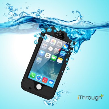 iPhone 5 Waterproof Case iThrough Waterproof Dust Proof Snow Proof Shock Proof Case with Touched Transparent Screen Protector Heavy Duty Protective Carrying Cover Case includes a 35mm AUX Cable for iPhone 55s Black