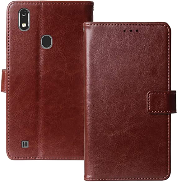 Lankashi Stand Premium Retro Business Flip Leather Case Protector Bumper for ZTE Blade A7 Prime 6.09" TPU Silicone Protection Phone Cover Skin Folio Book Card Slot Wallet Magnetic（Brown）