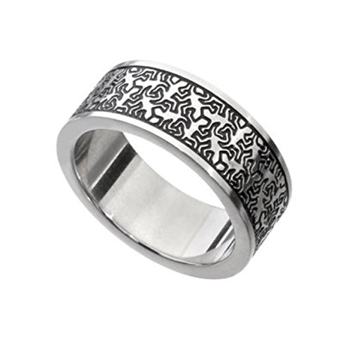 Keith haring style men's ring, Engraved ring,Stainless steel, Artistic Ring- Gift for him, cool ring unisex ring, Handmade by Jennifer Love
