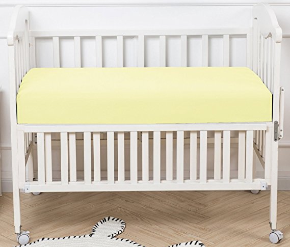 PHF Crib Fitted Sheets 100% Cotton Deep Pocket 52"X28"X8" Pack of 4 Yellow