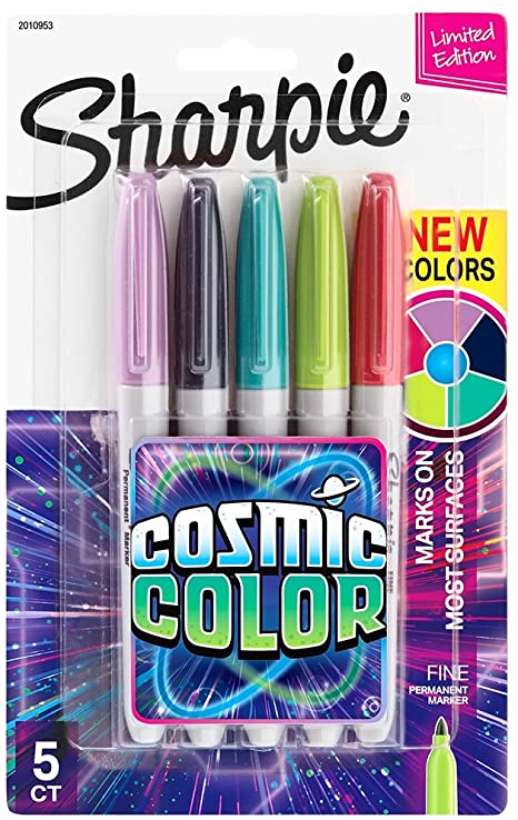 Sharpie Permanent Markers, Fine Point, Cosmic Color, Limited Edition, 5 Count