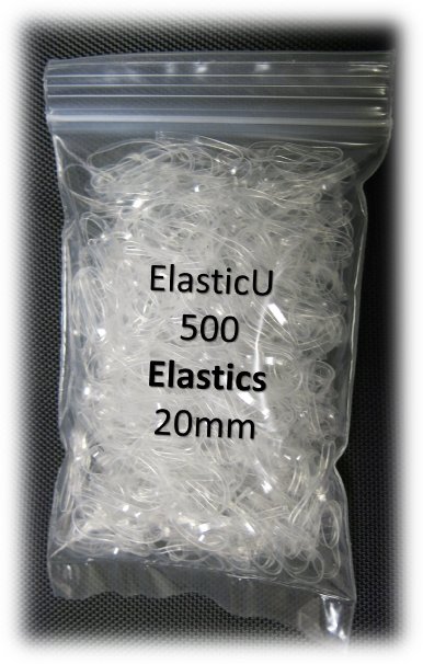 Hair Elastics Clear Pack of 500 Polybands 20mm for Ponytail by ElasticU